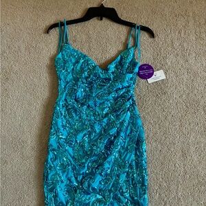 Windsor Turquoise Sequin Mini Dress